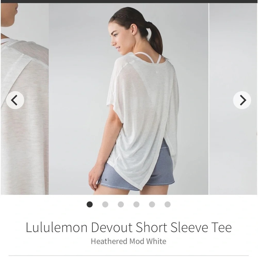 Lululemon Devout Short‎ Sleeve Tee Heathered White Athletic Workout Top Size 4